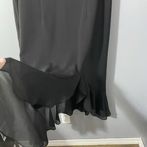 Vtg Black‎ Midi Dress Asymmetrical Sheer Ruffle 18W USA 90s Grunge Goth Y2K